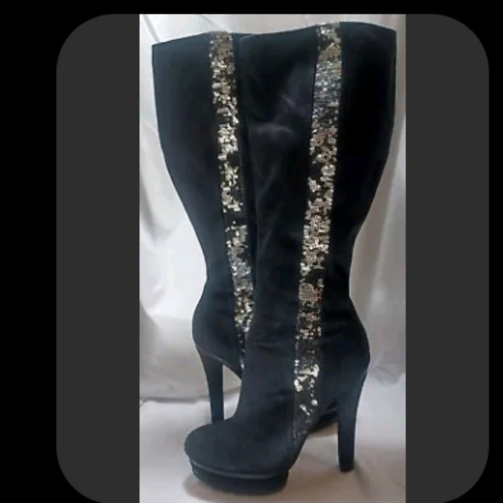 Jennifer Lopez knee high sequin boots